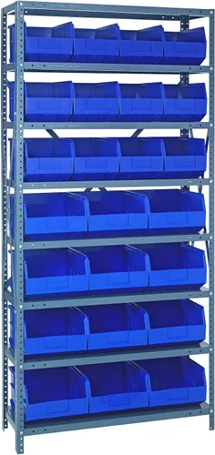 Vista 238 de Quantum QSBU-245BK Heavy Duty Shelving Unit with (7) Shelves and (24) QUS245 Black Bins for Garage Warehouse Storage Distribution 400 lb Load