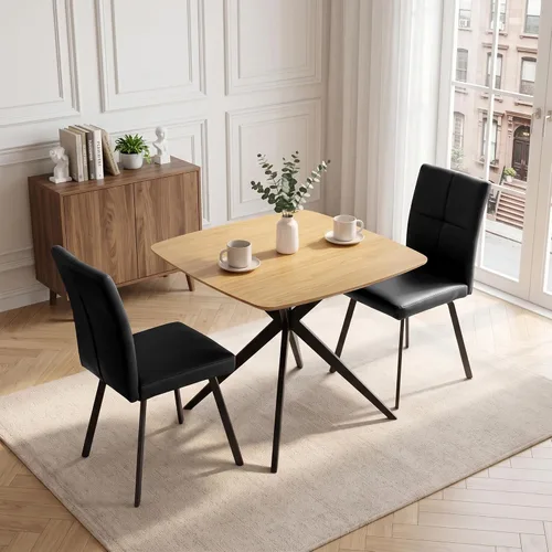 Vista 8 de HIPIHOM Oak Dining Table for Small Spaces, Solid Wood Kitchen Table for 2-4