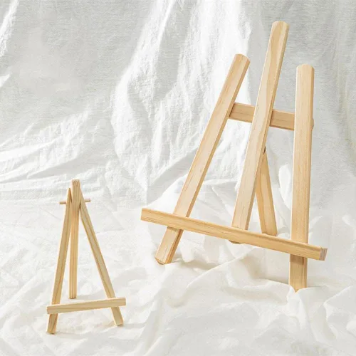 Vista 3 de Mini caballete de exhibición de madera, soporte de mesa de madera natural para lienzos pequeños, manualidades infantiles, tarjetas de visita