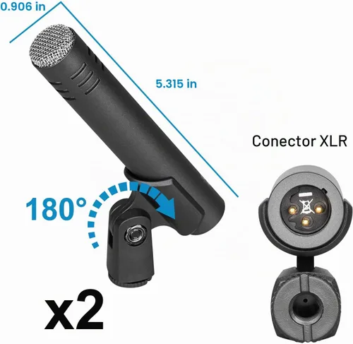 Vista 7 de Depusheng Juego de micrófonos de batería de 5 piezas con 3 micrófonos de percusión dinámicos y 2 micrófonos de percusión de condensador, ideal