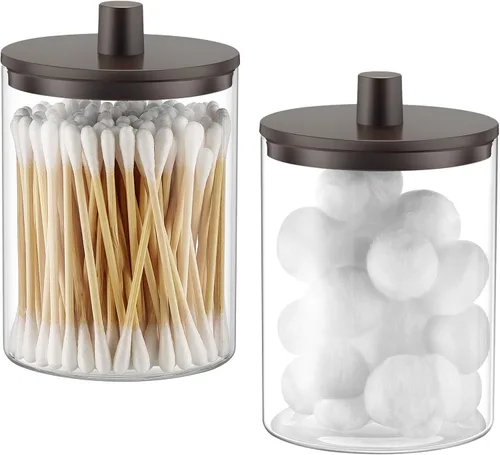 Vista 10 de TIPGO Dispensador de vidrio Qtip Holder – Tarro transparente de 10 onzas Crema