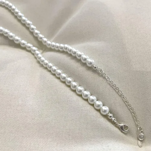 Vista 6 de Zeffy Collar de perlas para mujer collar de perlas de imitación redondas de 023 pulgadas 0236in collar de perlas de boda joyería delicada para mujer