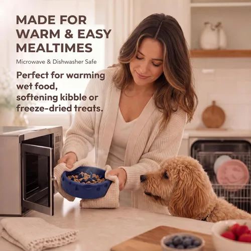 Vista 5 de Inserto de alimentador lento de silicona para gatos y perros Azul oscuro