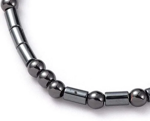 Vista 3 de Collar de hematita ajustable con cuentas con código morse I Love You 29.5" P686, Piedra, Hematita
