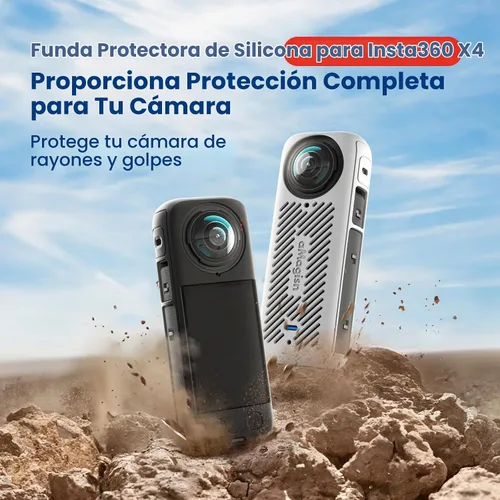 Vista 6 de Insta 360 X4 Lens Guards - Funda de silicona y protectores de pantalla compatibles con Insta360 X4 (gris)
