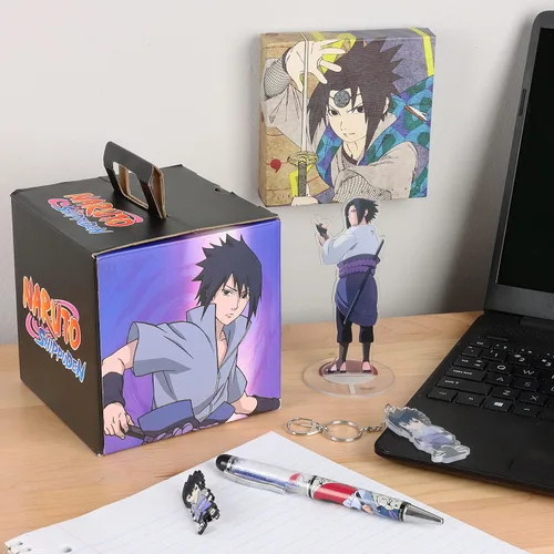 Vista 2 de JUST FUNKY Naruto Shippuden Sasuke Uchiha Looksee Caja coleccionista, Púrpura