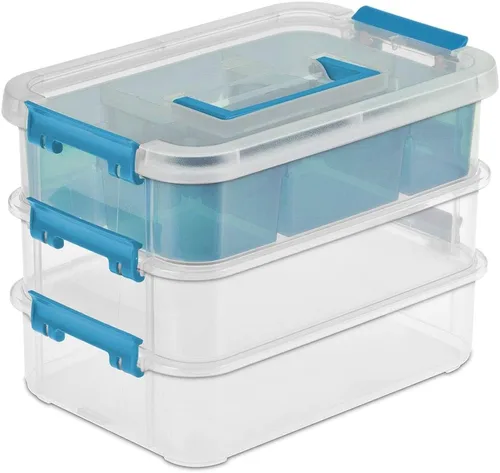 Vista 3 de Sterilite 14138606 Caja de apilamiento y transporte de capas, 10-5/8 pulgadas