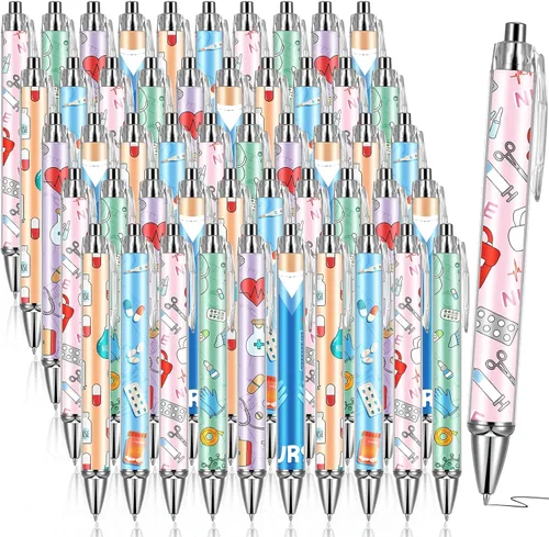 Vista 7 de Divertidos bolígrafos de enfermera, encantadores bolígrafos de punta de bola de dibujos animados, tinta negra, retráctil, de presión, bolígrafo
