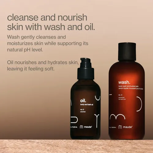 Vista 4 de Maude Aceite No. 0 - Masaje orgánico hidratante + aceite corporal - Hidratante para la piel con jojoba, coco + aceite de ricino - rico en vitamina B