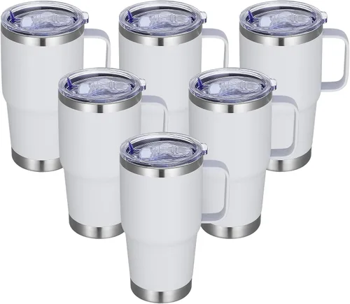 Vista 28 de Vaso térmico de acero inoxidable de 20 oz con asa, envase a granel, vasos termales metálicos aislados, taza de café de viaje con asa, vaso de doble