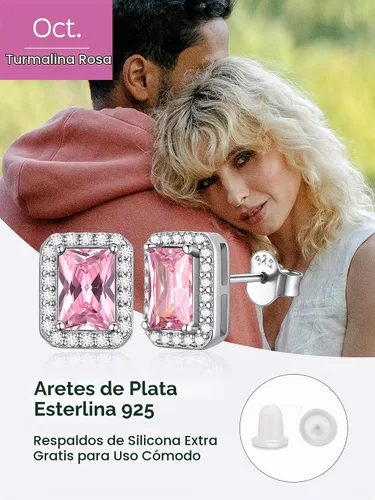 Vista 5 de ChicSilver Aretes de piedra natal para mujer de plata de ley 925