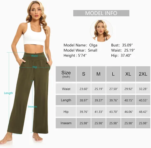 Vista 6 de DIBAOLONG Pantalones de yoga para mujer, holgados, de pierna ancha, cómodos, pantalones de pijama de cintura alta con bolsillos
