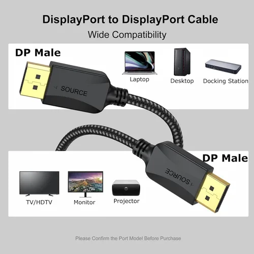 Vista 3 de Cable DisplayPort a DisplayPort de 1.5 pies, paquete de 2, 4K