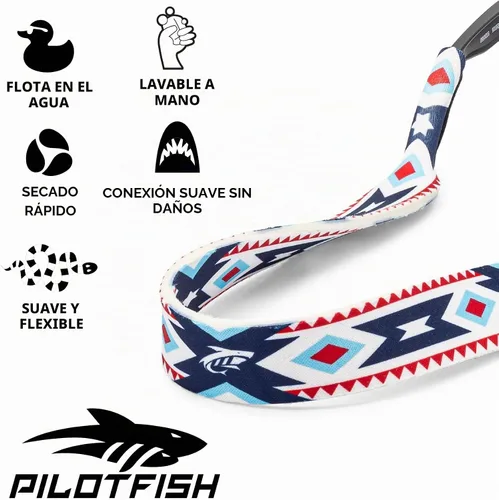 Vista 3 de Pilotfish Correa de neopreno para lentes de sol, retenedor de gafas de neopreno, cordón flotante seguro para lentes de sol con extremos Azteca