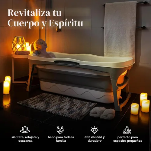Vista 2 de Bañera portátil para adultos: bañera plegable extragrande de 56 pulgadas. Diseño ergonómico para el baño relajante definitivo, baño de hielo. Ideal