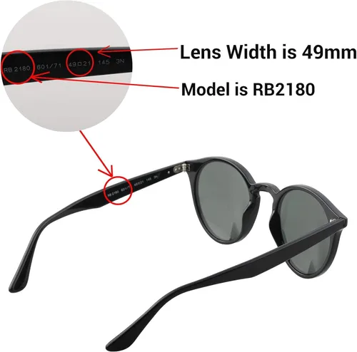 Vista 5 de Walleva Lentes de repuesto para lentes de sol Ray-Ban RB2180 de 1.929in, múltiples opciones disponibles
