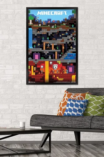 Vista 2 de Trends International Minecraft - Póster de pared mundial, 22.375 x 34 pulgadas, versión con marco negro