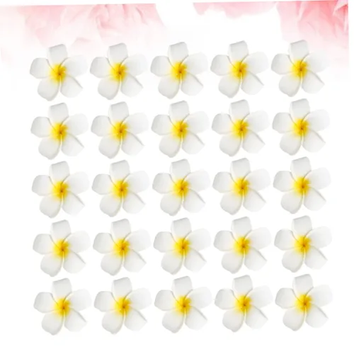 Vista 9 de FOMIYES 25 horquillas Frangipani para mujer, pinzas de pelo de flores de simulación, pinzas negras para novia, para playa, bodas, fiestas