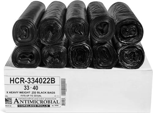 Vista 17 de Aluf Plastics Bolsas de basura de alta densidad, 10 galones, 4000 unidades, 6 micras (eq), 24 x 24 pulgadas, negras, para baño, oficina, industrial
