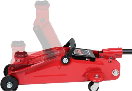Vista 2 de K Tool International Gato de servicio hidráulico 63103A, rango de elevación de 5-1/8 a 13 pulgadas, acero resistente, ruedas giratorias, protección