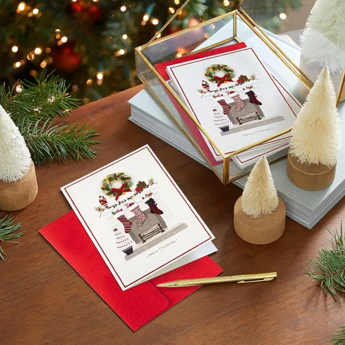 Vista 2 de Hallmark - Tarjetas de Navidad hechas a mano en caja (12 tarjetas con sobres) Chimenea, Hogar Feliz