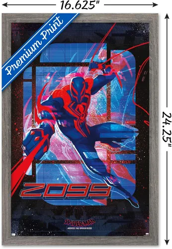 Vista 3 de Marvel Spider-Man: Across the Spider-Verse - Póster de pared de Spider-Man 2099, 22.4 pulgadas de largo x 14.7 pulgadas de ancho, versión enmarcada