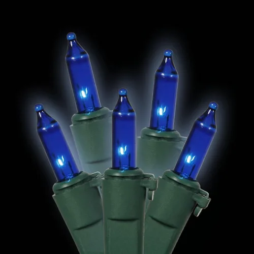 Vista 2 de Vickerman 100 mini luz azul en cable verde, 33' cadena de luz de Navidad