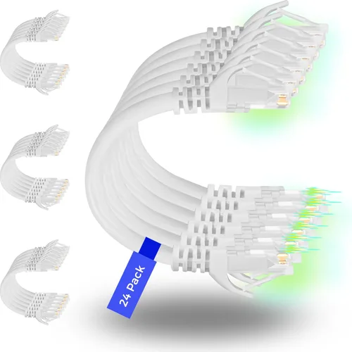 Vista 9 de Rapink Patch Cables Cat6 - Cable de conexión Ethernet Cat6 de 0.5 pies (paquete de 24), 10G, cable de conexión Cat 6 para panel de conexiones a