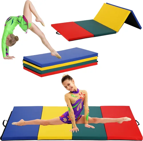 Vista 14 de BLKMTY Gymnastics Mats, Folding Exercise Mat Gym Yoga Aerobics Fitness Mats Kids' Gymnastics Tumbling Mat with Carrying Handles for Home Gym