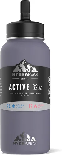 Vista 4 de Hydrapeak - Botella de agua de 32 onzas, con tapa Chug, reutilizable, de acero inoxidable, a prueba de fugas, aislamiento térmico al vacío de doble