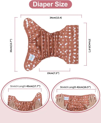 Vista 3 de babygoal AWJ Pañales de tela con panel abdominal, paquete de 13, 6 fundas de pañal con 6 insertos y bolsa seca para humedad, ajustables, lavables