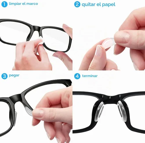Vista 4 de 5 pares de almohadillas de nariz de silicona para gafas, protector de nariz suave antideslizante para gafas (transparente/0.079 pulgadas)