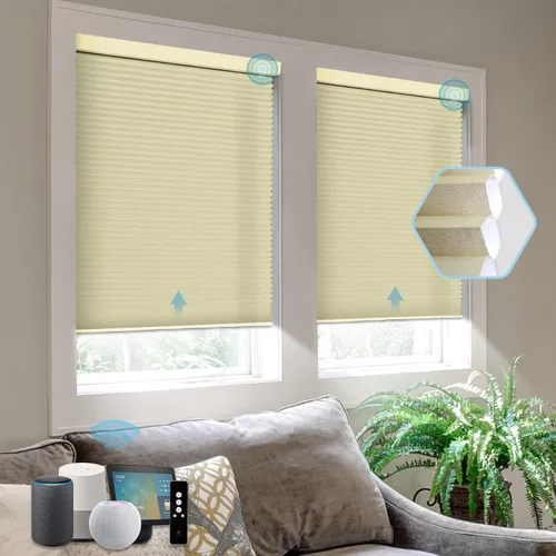 Vista 13 de SmartWings Persianas celulares motorizadas, persianas de panal compatibles con Zigbee/Alexa/Z-Wave/Homekit, control remoto inalámbrico para hogar