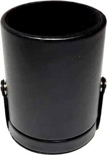 Vista 4 de CHH - Vaso de dados de cuero sintético con 5 dados de póquer español, forro de fieltro, 4.25 pulgadas