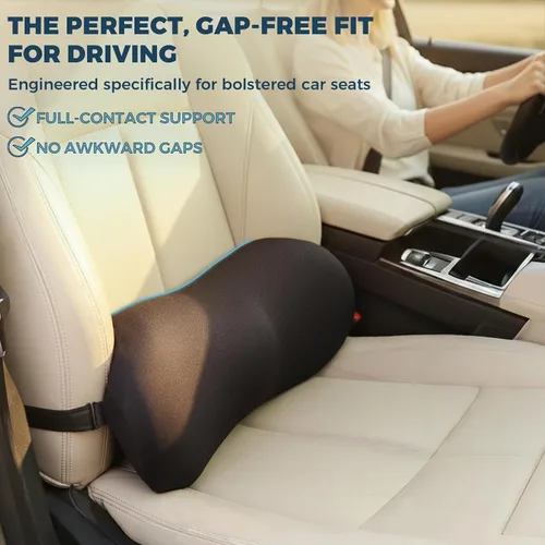 Vista 2 de Almohada de apoyo lumbar para coche con sistema de estabilidad Dual-Grip™ Almohada de espalda de espuma viscoelástica adaptativa avanzada