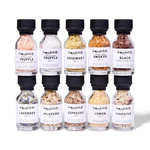 Vista 2 de Thoughtfully Gourmet, Set de Regalo Muestreador de Sal de Cocina Gourmet, Sales de Condimento Gourmet en Botellas de Vidrio, Los Sabores Incluyen
