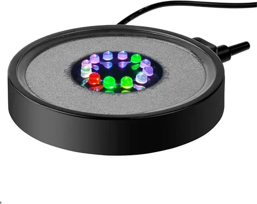 Vista 7 de NICREW Disco de Piedra de Aire LED Multicolor para Acuario, Burbujeador Redondo para Tanque de Peces con LED que Cambian de Color Automáticamente