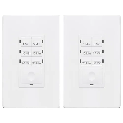 Vista 9 de ENERLITES Interruptor temporizador de cuenta regresiva de 1 hora, 1-5-10-20-30-60 minutos, para ventiladores de baño, calentadores, luces, indicador