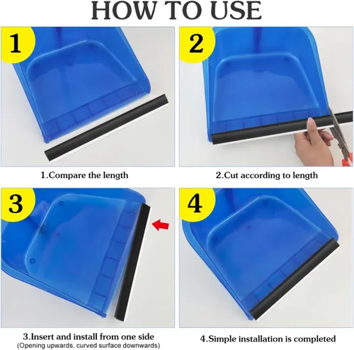 Vista 5 de Angoily 2 tiras de repuesto para borde de recogedor, borde de goma para pala de basura, tiras de presión de entrada de silicona, accesorios