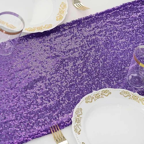 Vista 12 de Efavormart - Camino de mesa de lentejuelas negras de alta calidad para bodas, fiestas de cumpleaños, banquetes, decoración, ajuste rectangular