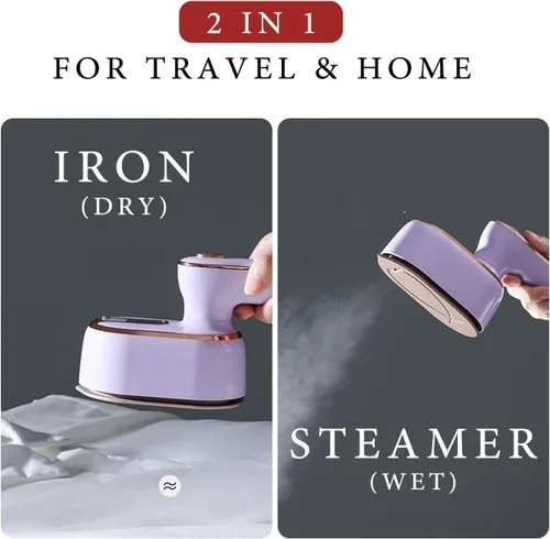 Vista 5 de Plancha de vapor de viaje Mini: tamaño de mano portátil de tela vaporera de ropa pequeña de mano plancha de vapor eléctrica para camisas de vestir
