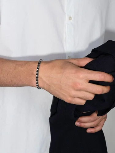 Vista 2 de GAVU Pulsera de cuentas de cristal con cierre de acero inoxidable para hombre