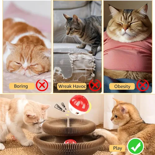 Vista 3 de Juguetes para gatos, órgano mágico tabla de rascador para gatos, juguete de acordeón compacto para gatos, juguetes de almohadilla de rascador