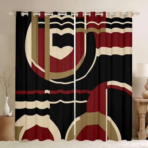 Vista 15 de Cortinas opacas abstractas de 30 % a 50 % geométricas para dormitorio, sala de estar, decoración de línea a rayas, cortinas con aislamiento térmico