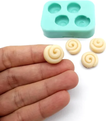 Vista 9 de Molde de rollo de canela - 1 pulgada de diámetro - Mini rollos de canela 4 cavidades Moldes de cera para derretir molde de bollo de canela Moldes