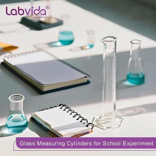 Vista 3 de Juego de cilindros de medición de 33.8 fl oz con cepillo de limpieza, vidrio de borosilicato, base hexagonal y pico, clase B, LVE008