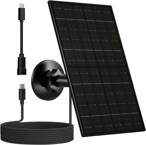 Vista 11 de Zivif Panel solar de 7 W para cámara de seguridad, cargador de panel solar USB C de 5 V compatible con cámara de batería recargable, IP65