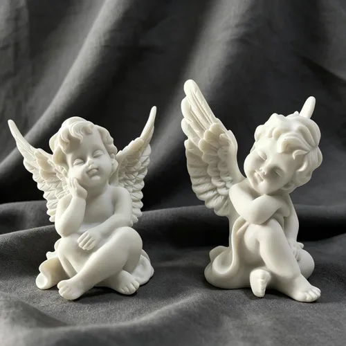 Vista 9 de Artgenius Figura de ángel pequeña de 4 pulgadas, figuras y estatuas de ángel doradas, escultura de ángel decorativa moderna para el hogar, oficina