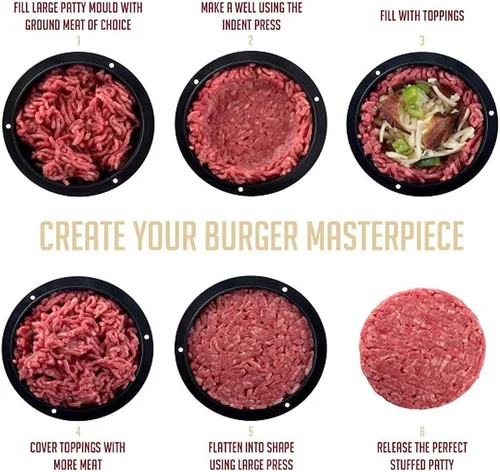 Vista 5 de Máquina para hacer hamburguesas para hacer hamburguesas de hamburguesas, kit de molde antiadherente para hacer deliciosas hamburguesas rellenas