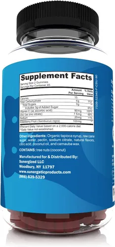 Vista 2 de Sunergetic Gomitas de saúco negro prémium – Baya de saúco negro con vitamina C y zinc – Ayuda a apoyar el sistema inmunológico – Gomitas de saúco